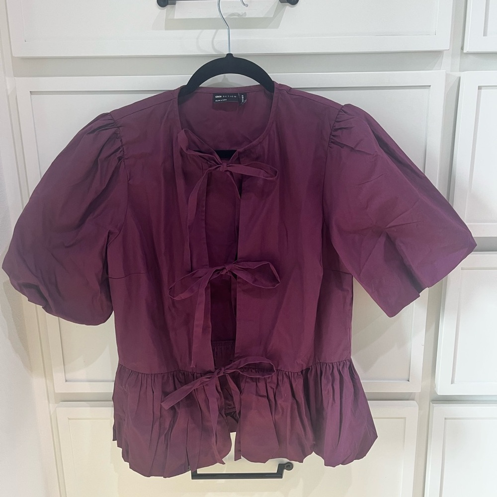 ASOS Deep Purple Blouse with Bow Accents